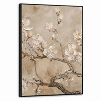 LEINWAND Bilder mit Rahmen - Blumen - Modern - Beige - Weiß - Blüte - 50x70 - Beige, Textil (50/70cm) - MuchoWow