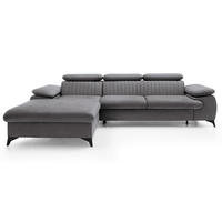 ECKSOFA 280 cm Xanto M, Schlaffunktion, verstellbaren Kopfstützen, Links, Dunkelgrau - Dunkelgrau, Holz (280/193cm) - Emporius