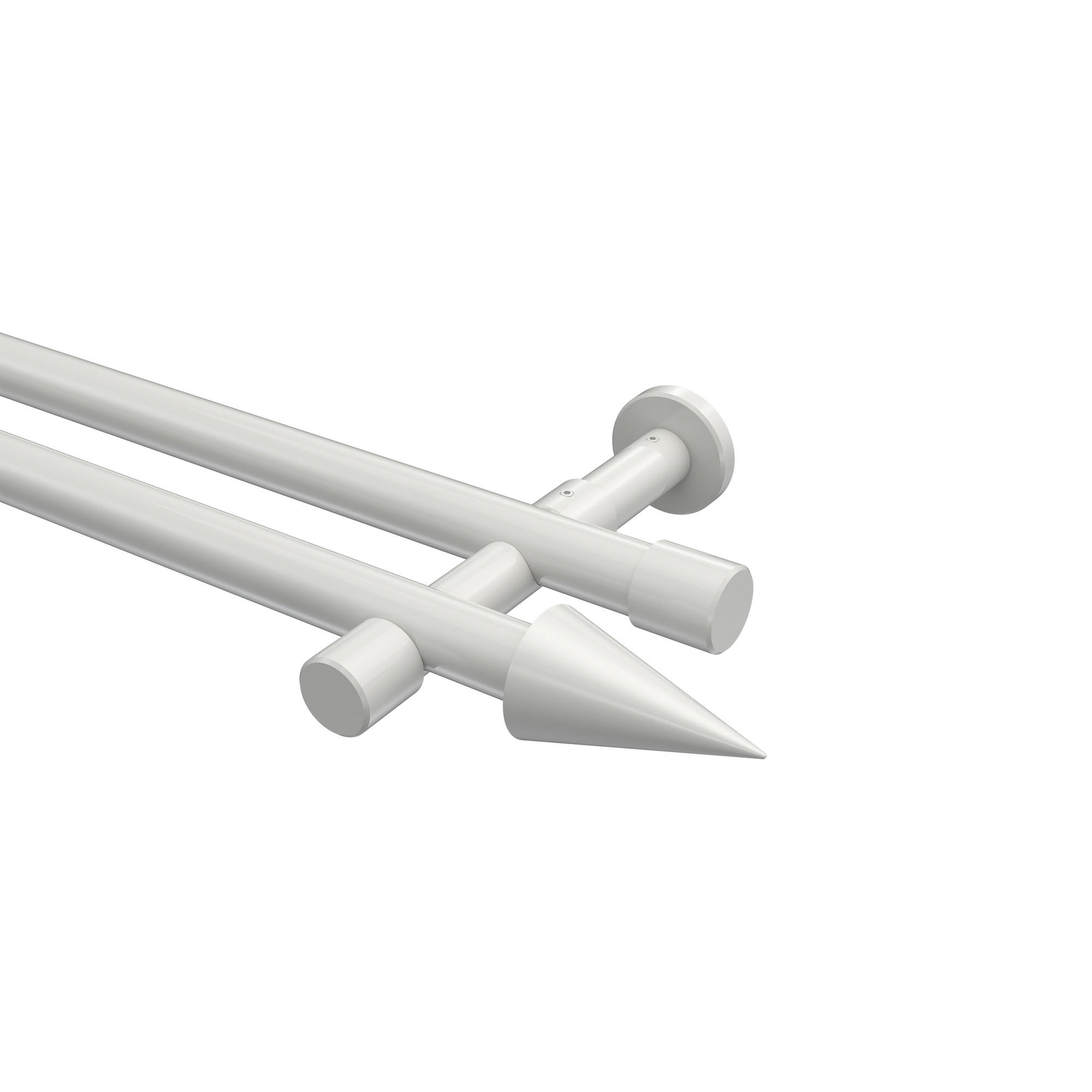 GARDINENSTANGE Prestige Savio 600 cm (geteilt in 3 x 200 cm), 2-läufig (ohne Ringe), 20 mm Ø Weiß - Weiß, Metall (600cm) - INTERDECO