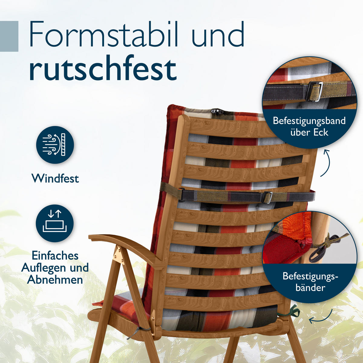 HOCHLEHNERAUFLAGE Sun-HL 119/50/8cm Orange-Beige-Kariert - Multicolor, Textil (50/8/119cm) - Beautissu 