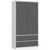KLEIDERSCHRANK Weiß, Grau 180x51x90 cm - Graphitfarben/Weiß, Holzwerkstoff (180/180/51cm) - Akord
