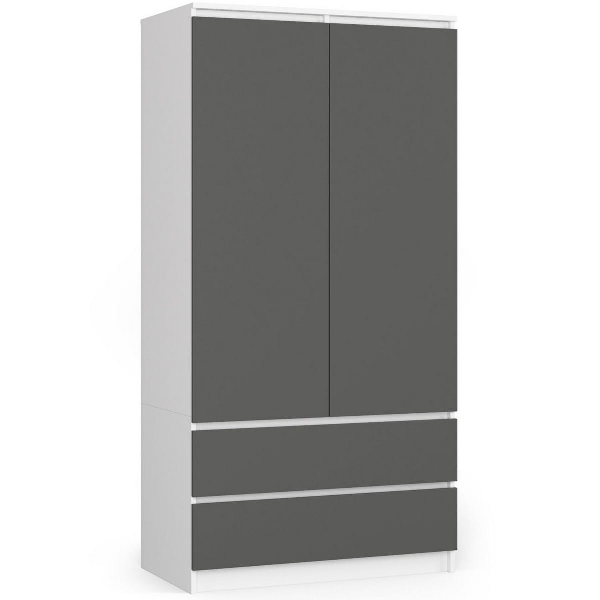 KLEIDERSCHRANK Weiß, Grau 180x51x90 cm - Graphitfarben/Weiß, Holzwerkstoff (180/180/51cm) - Akord