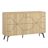 SIDEBOARD mit 4 Türen und dekorierten Türen L123 cm - Dune - Eichefarben, Holzwerkstoff (35/62.4/123cm) - Calicosy