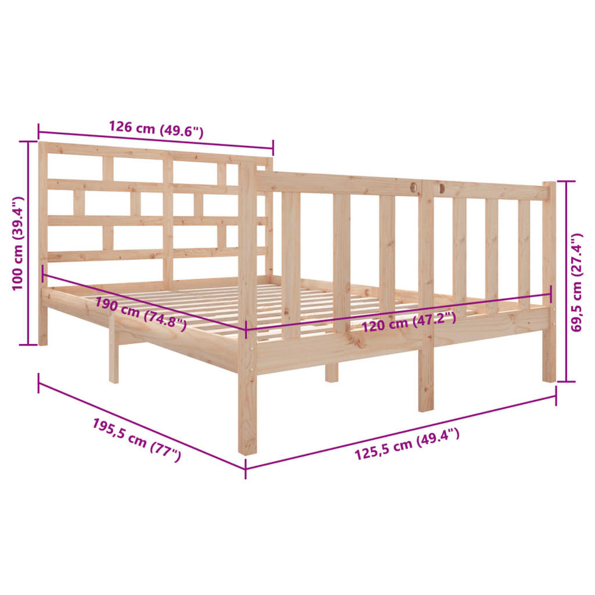 BETT Kidd 125.5/195.5 cm - Braun, Holz (120/190cm) - Nettlife