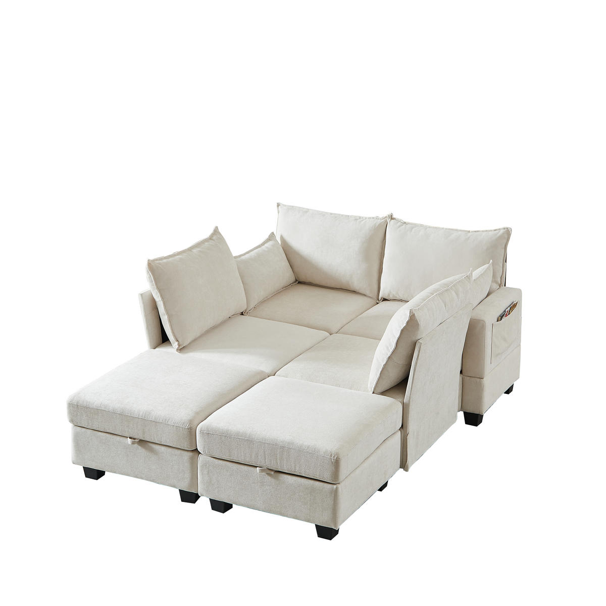 WOHNLANDSCHAFT DE-34550 U-Form mit Stauraum und 6-Sitzer Beige - Beige, Textil (141/87.6/289.6cm) - ComfortXL