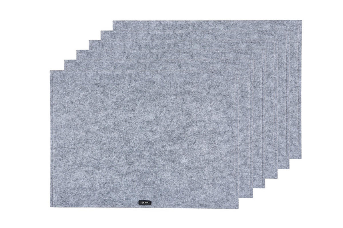 TISCHSET - 6er-Set - Recycelter Filz in Grau - Grau, Textil (33/45cm) - Björn