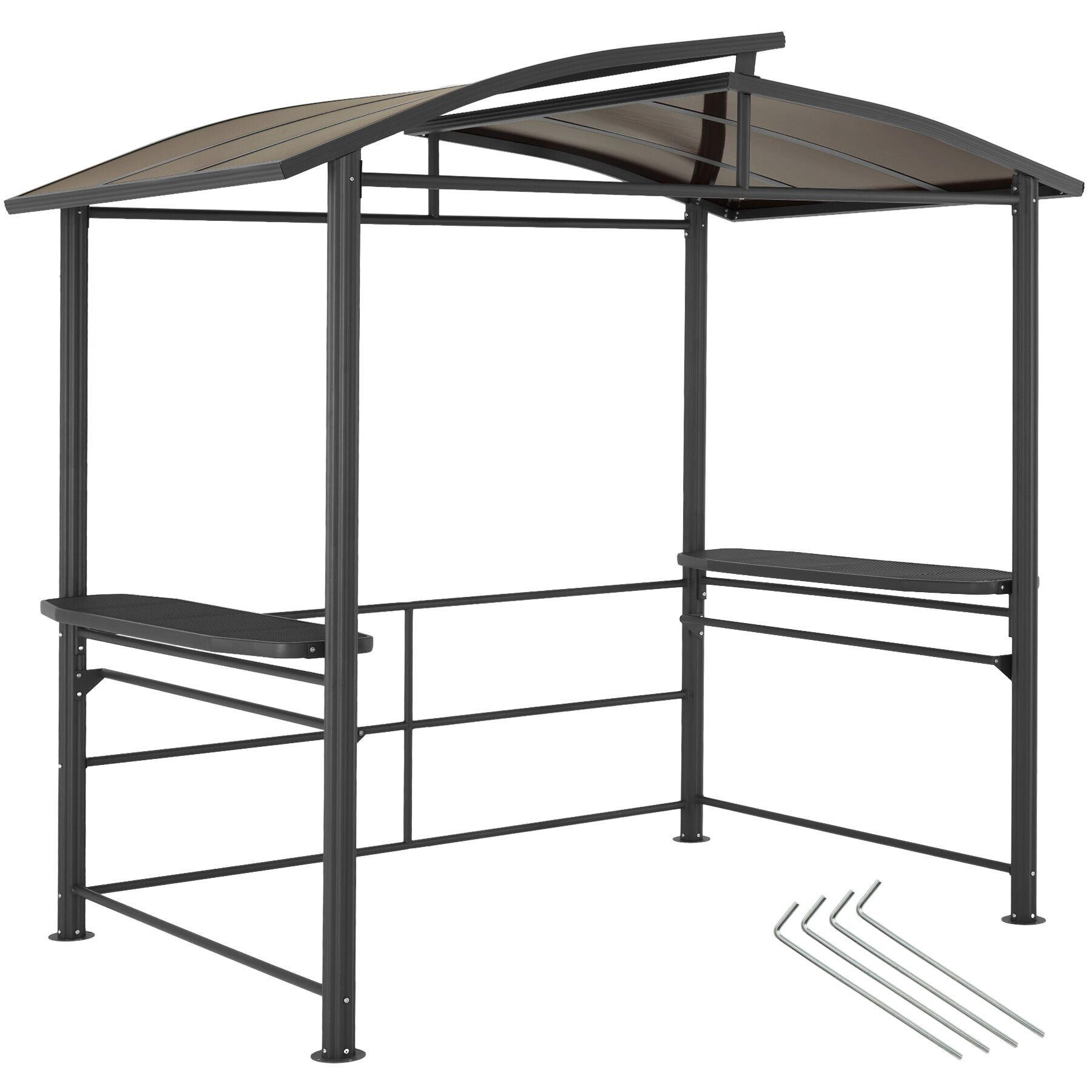 GRILLPAVILLON Asado,240 x 150 x 234 cm,grau - Grau, Metall (150/234/240cm) - tectake