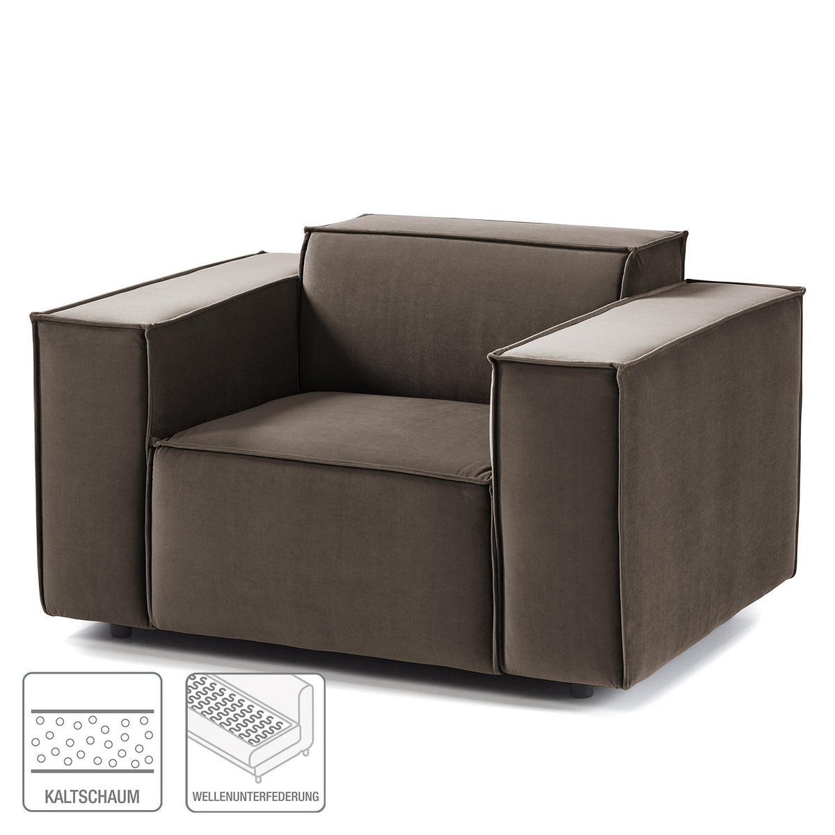 SESSEL - Taupe/Schwarz, Kunststoff/Textil (120/70/96cm) - home24