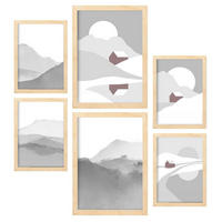 POSTER Set Mit 6 Naturtöne Landschaft Größe A3 & A4 Rahmen aus hellem Holz - Beige, Papier (29.7/1cm) - Nacnic