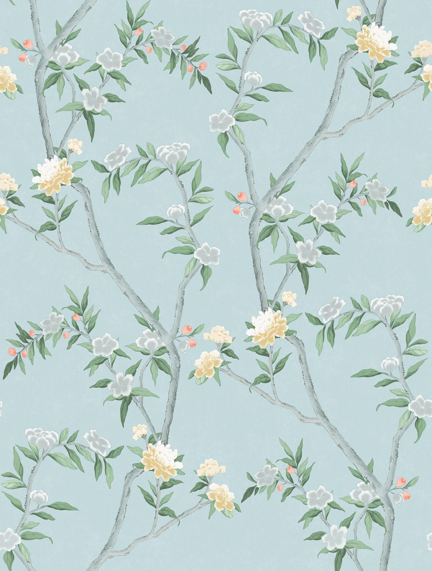 TAPETE Blumen 53 cm x 10 m - Blau, Papier (53/1000cm) - Sanders & Sanders