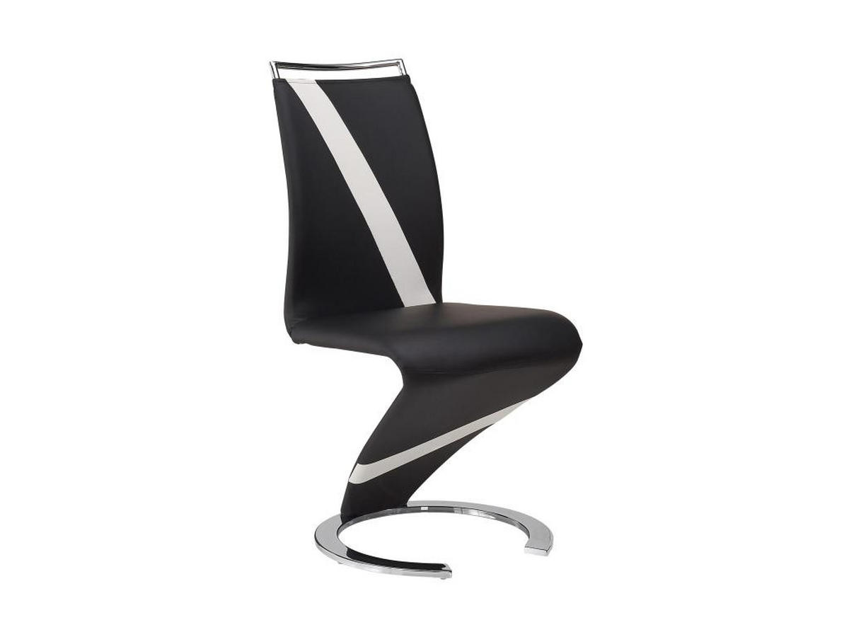 STUHL Freischwinger 2er-Set - Kunstleder - Schwarz & Weiß - TWIZY - Schwarz, Leder (49/100/61cm) - Vente-Unique