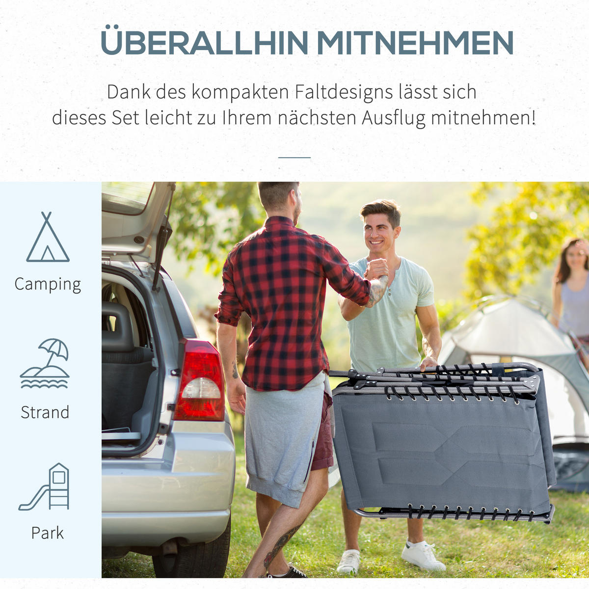 SONNENLIEGE klappbar - Grau, Metall (57/30/188cm) - Outsunny