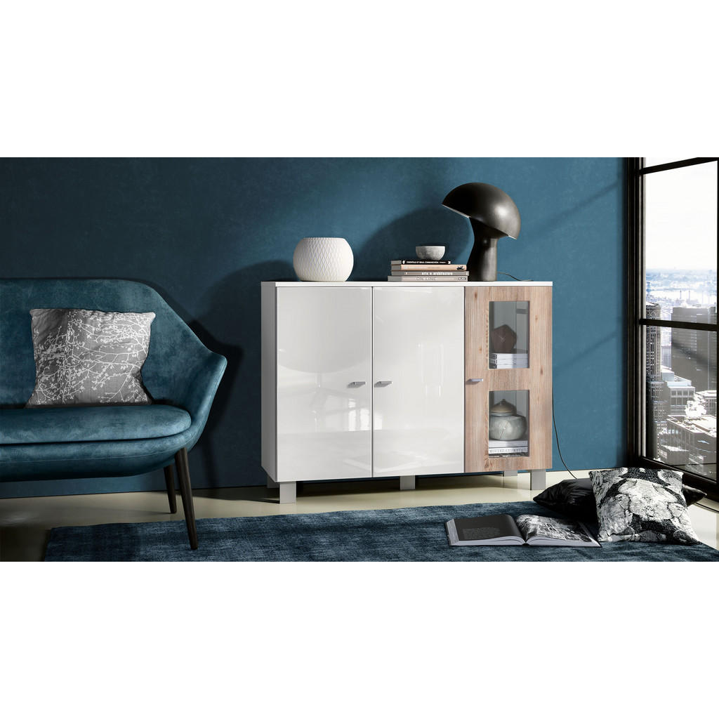 Thumbnail - Vladon Sideboard, Silbereichen, Holzwerkstoff, 107x81x35 cm, Wohnzimmer, Kommoden & Sideboards, Sideboards