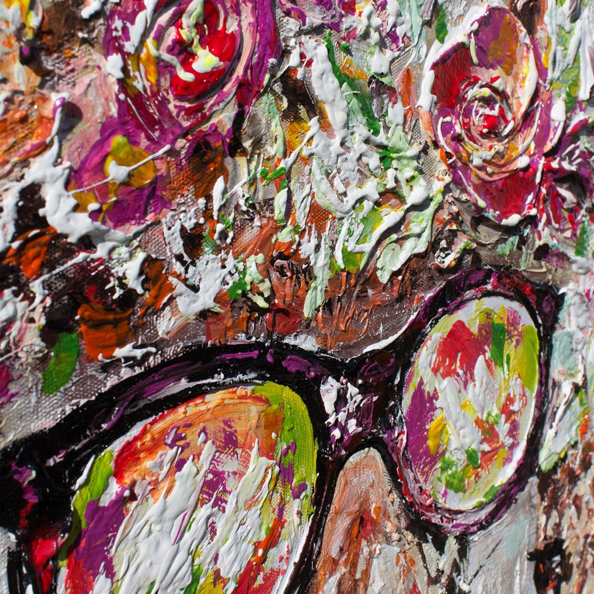 GEMÄLDE Giraffen auf Keilrahmen 120x40 cm - Multicolor, Holz (120/40cm) - YS-art gallery