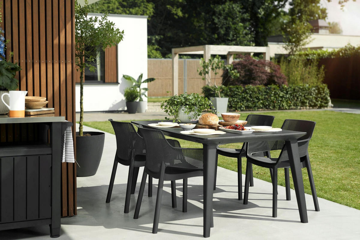GARTENTISCH 157 cm, Graphit - Graphitfarben, Kunststoff (157/97/220cm) - KADAX