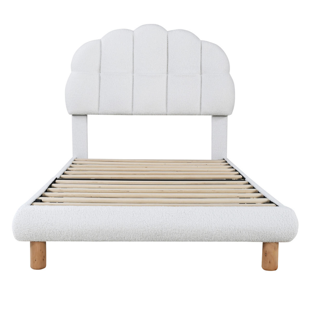 POLSTERBETT 90x200 cm, Weiß, Halbkreisform-Kopfteil - Weiß, Textil/Metall (90/200cm)