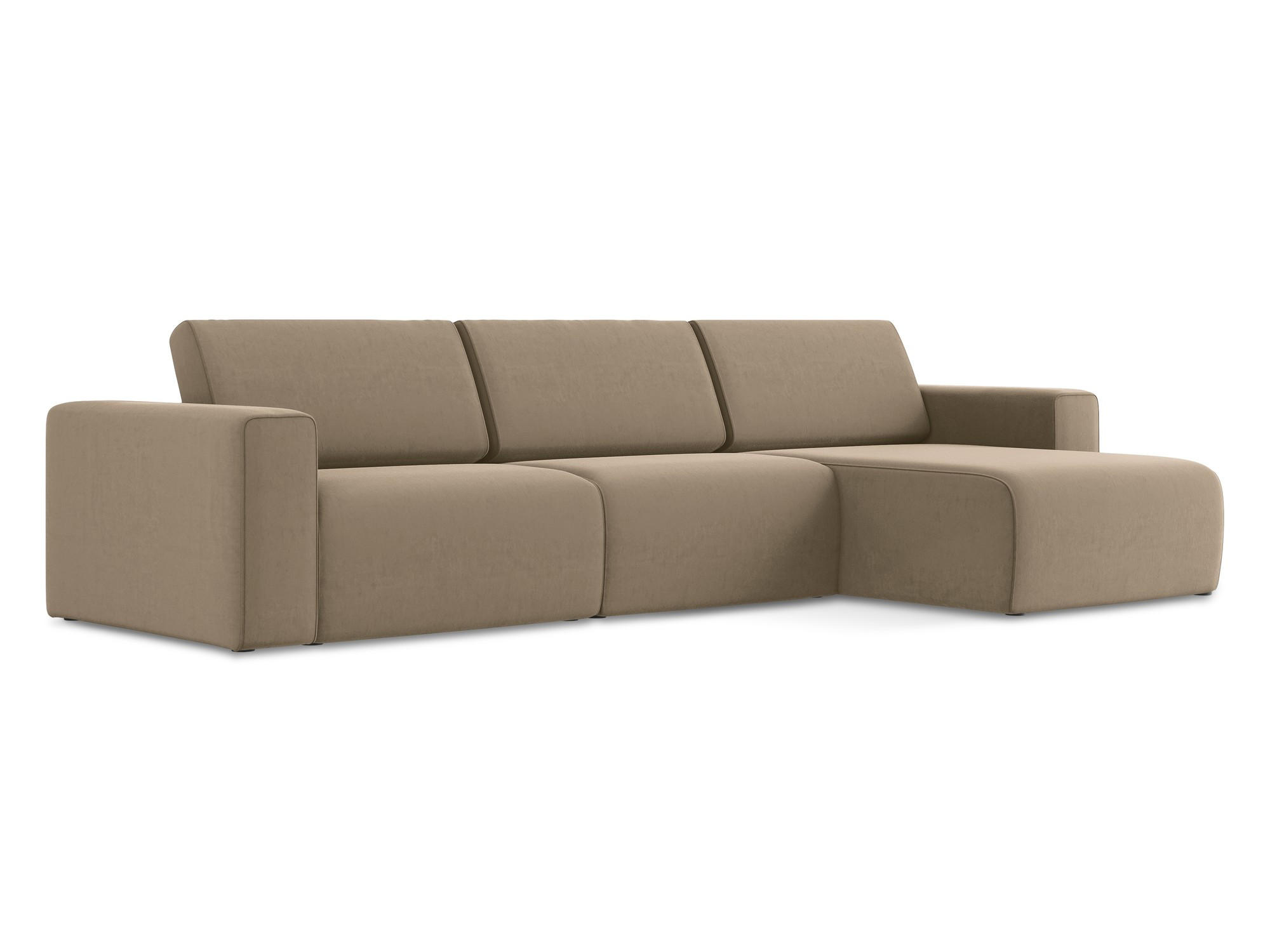 ECKSOFA Rechts Samt Stoff Beige - Beige/Schwarz, Kunststoff/Textil (314/167cm) - Makamii