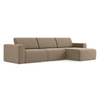 ECKSOFA Rechts Samt Stoff Beige - Beige/Schwarz, Kunststoff/Textil (314/167cm) - Makamii