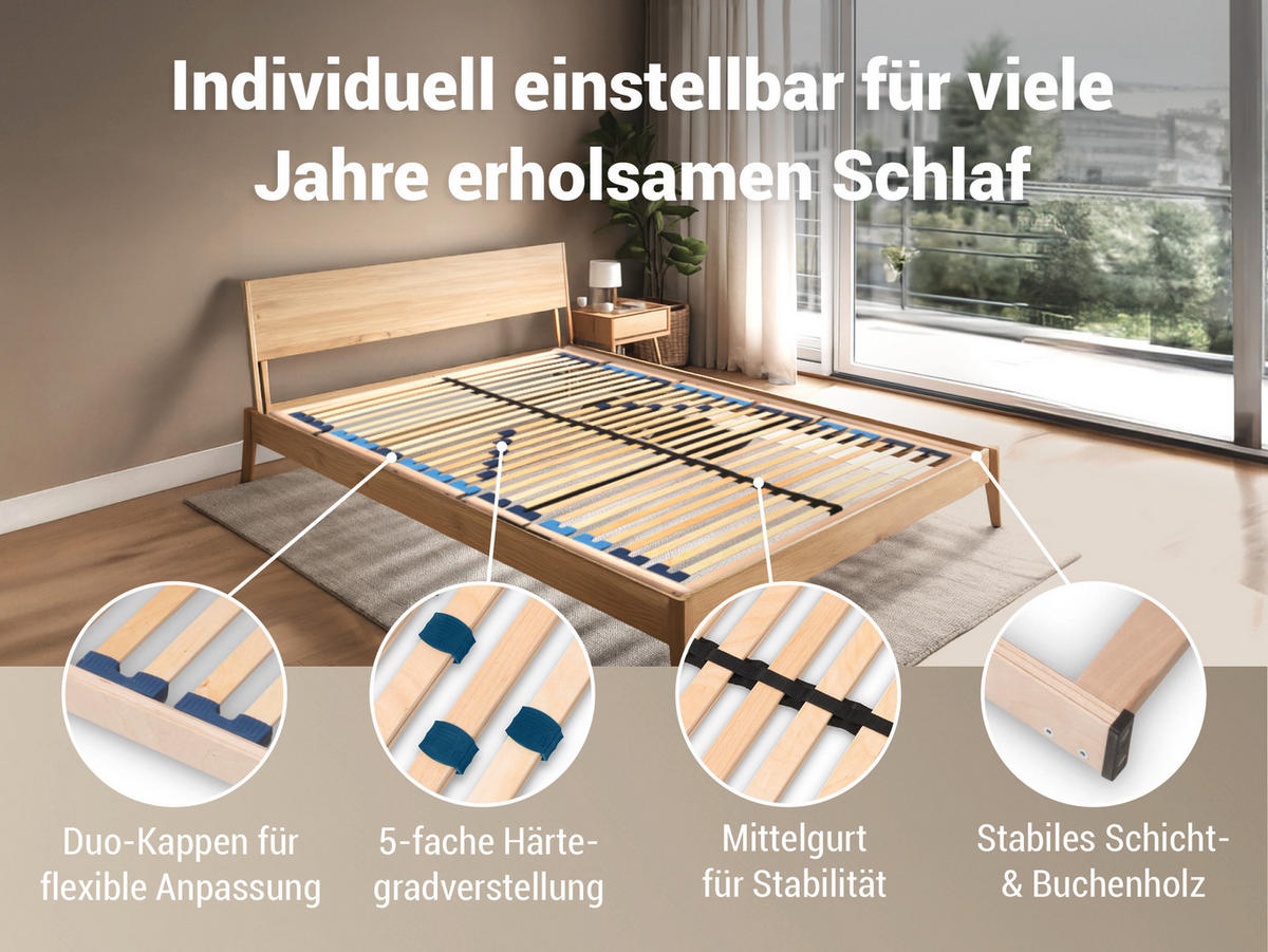 ELEKTRISCHER Lattenrost MAX1, NV Fertig montiert, Größe: 90x190 - Braun, Holz (90/190cm) - Betten-ABC