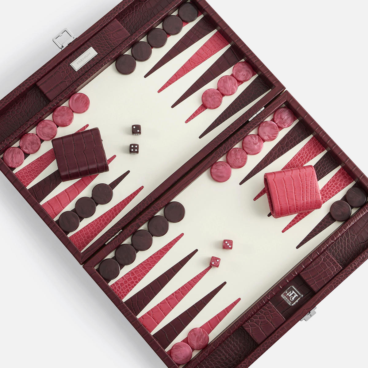 BACKGAMMON – Groß BACKGAMMON Leder Pflaume 46cm - Lila, Leder (46/30.3cm) - Premium Interiors