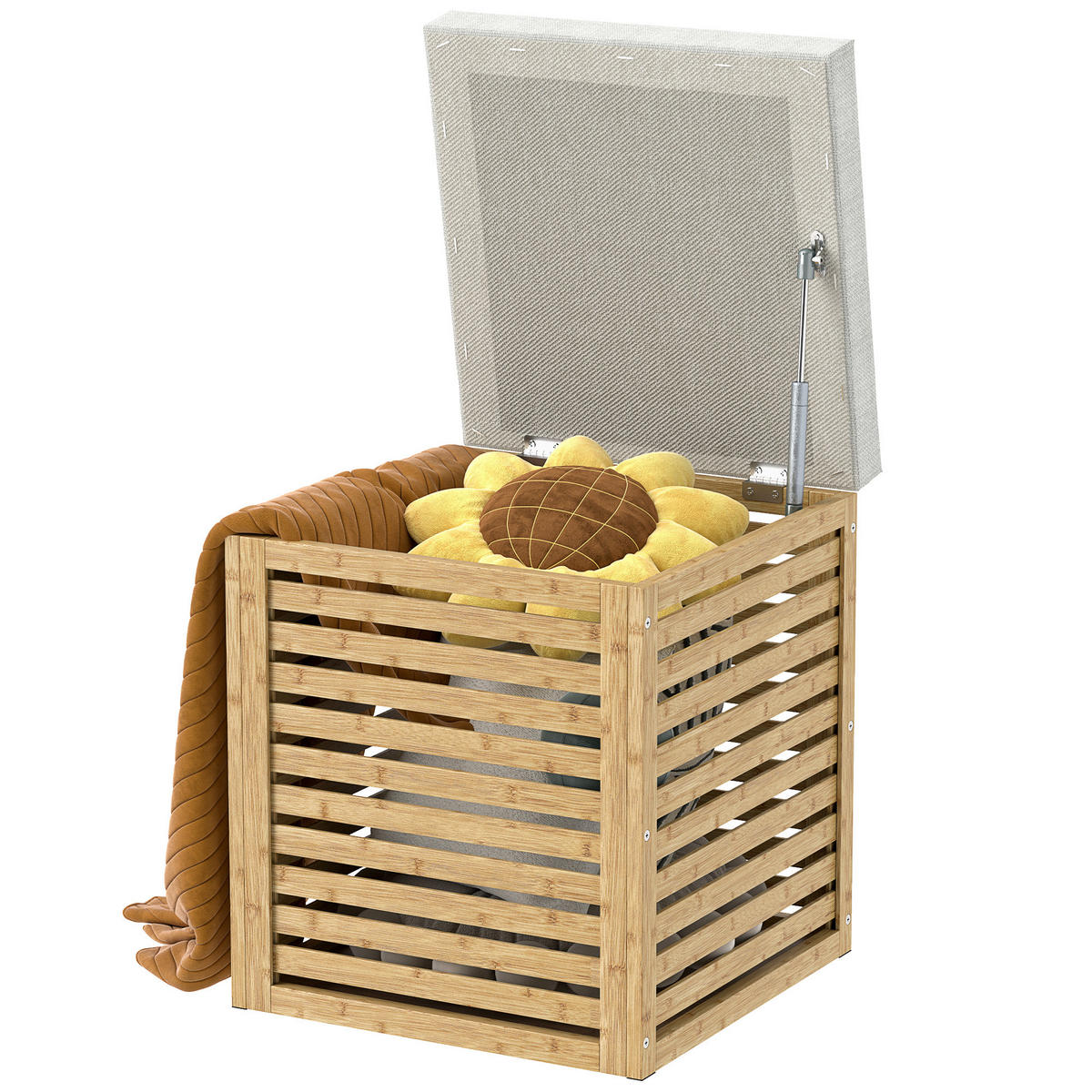 HOCKER DE-16400 mit Bambusrahmen und Lamellendesign Natur - Naturfarben, Naturmaterialien (40/47/40cm) - ComfortXL