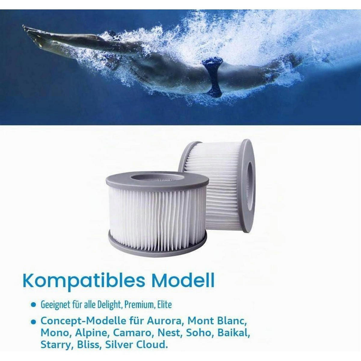 ERSATZFILTER 2 Stück für Whirlpool - Weiß, Kunststoff (6/7/11cm)