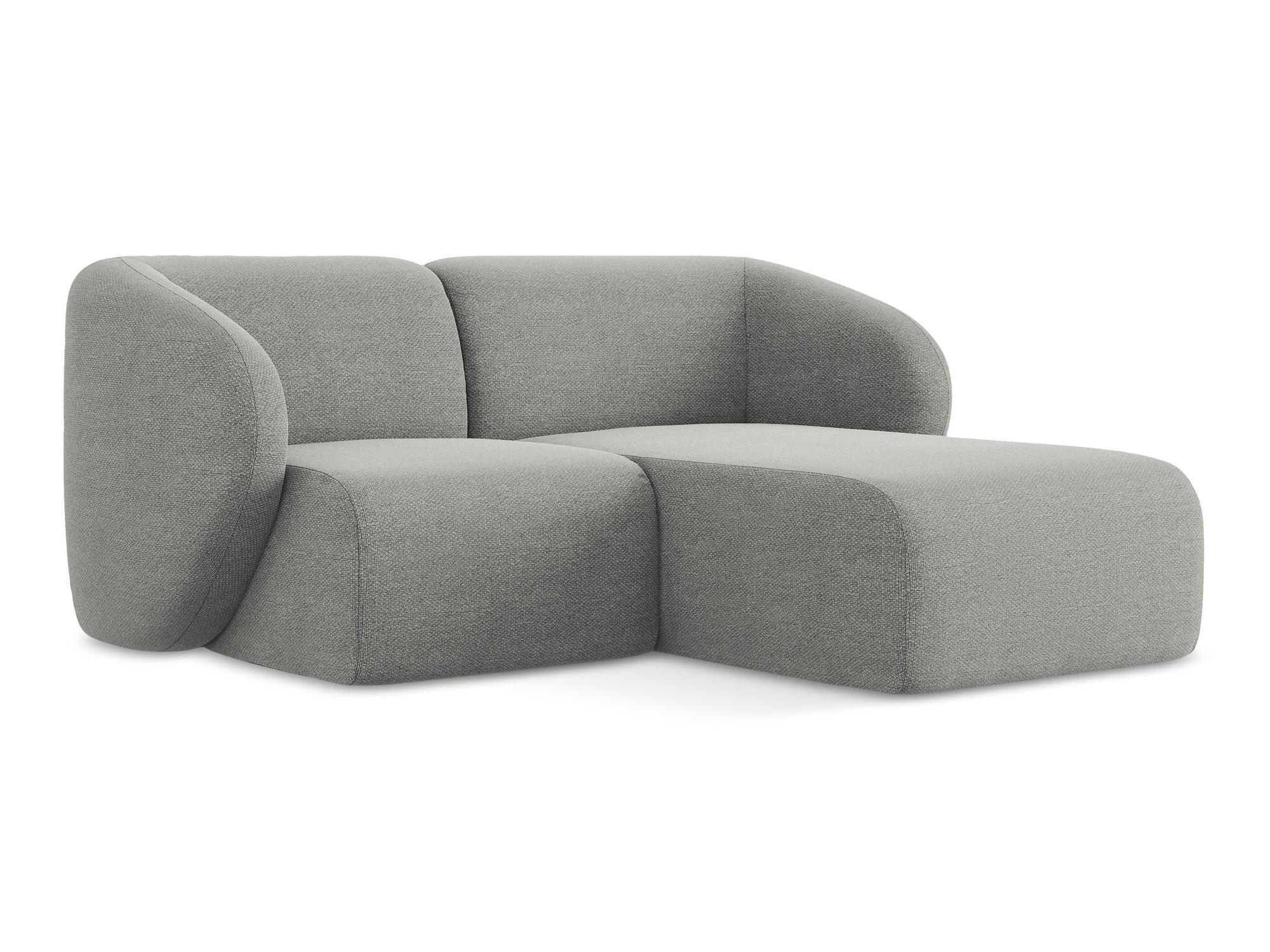 ECKSOFA Rechts Bouclé Stoff Grau - Hellgrau/Schwarz, Holzwerkstoff/Kunststoff (178/166cm) - Makamii