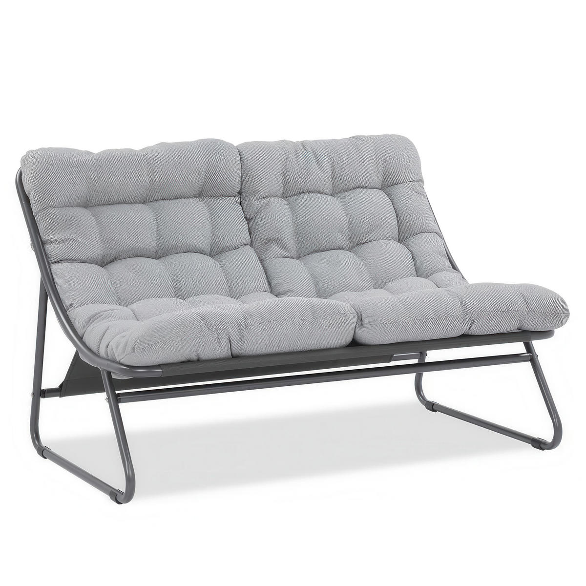 GARTENSET Solaro , aus Metall, 2 Sessel + 2-Sitzer Sofa + Couchtisch, Hellgrau - Hellgrau, Metall - Beautysofa