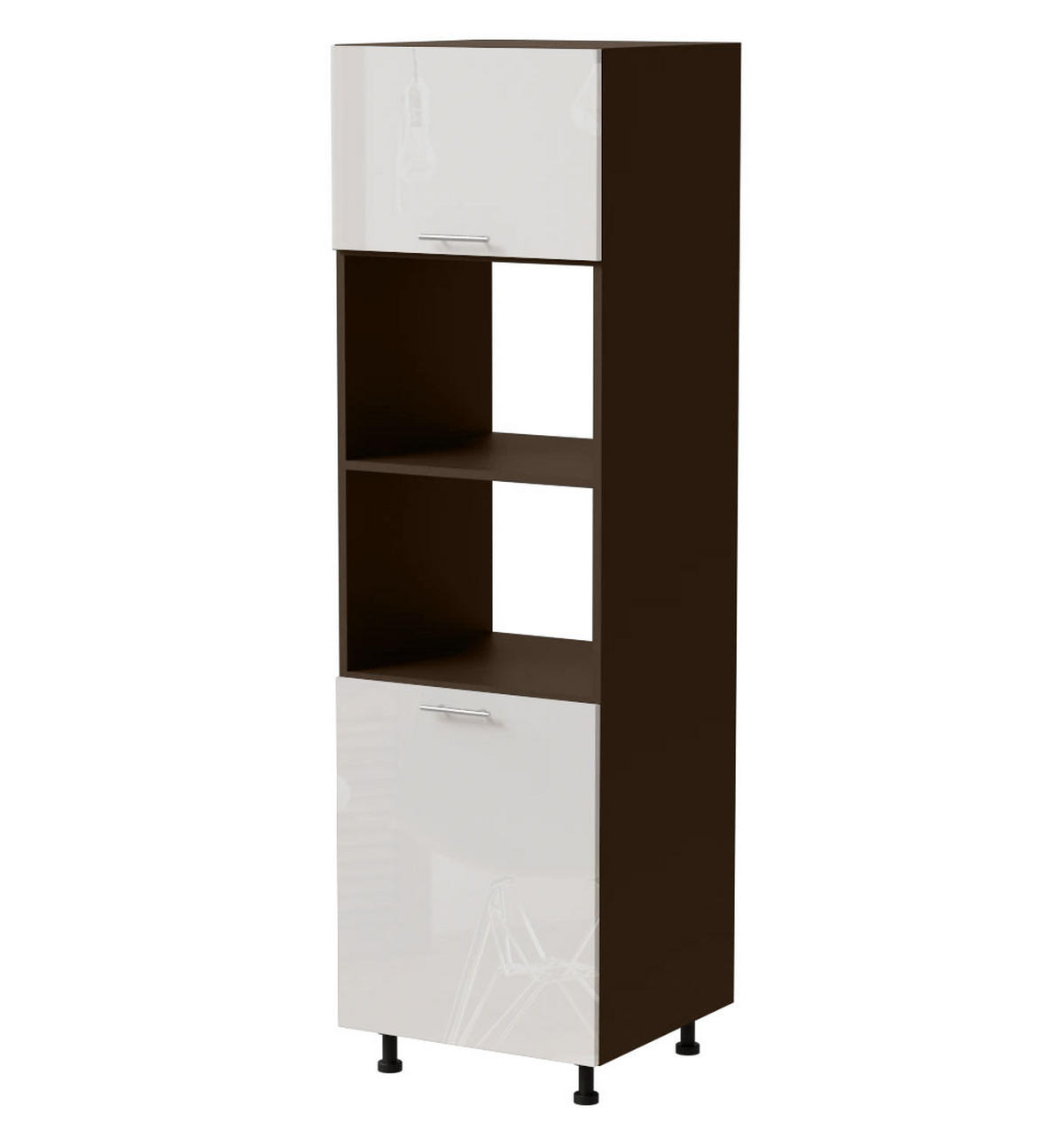 BACKOFENUMBAUSCHRANK Essen D14/RU/60/207 Weiß Hochglanz / Lava Matt 60 / 59 / 207cm - Dunkelgrau/Weiß Hochglanz, Holz/Holzwerkstoff (60/207/59cm) - Feldmann-Wohnen