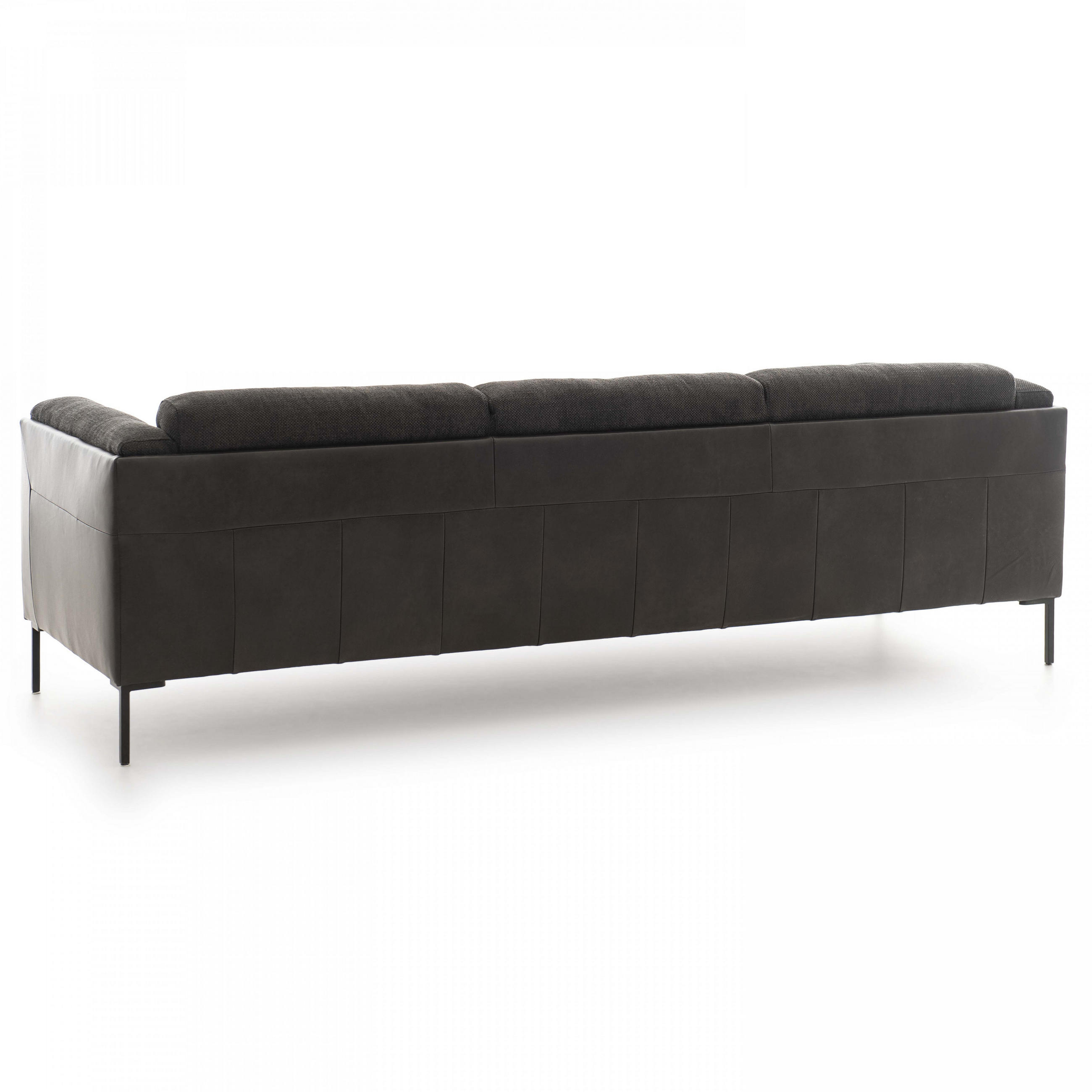 Thumbnail - Oviala 4-Sitzer-Sofa,, Schwarz, Leder, Rechteckig, 92x81x204 cm, Wohnzimmer, Sofas & Couches, Sofas