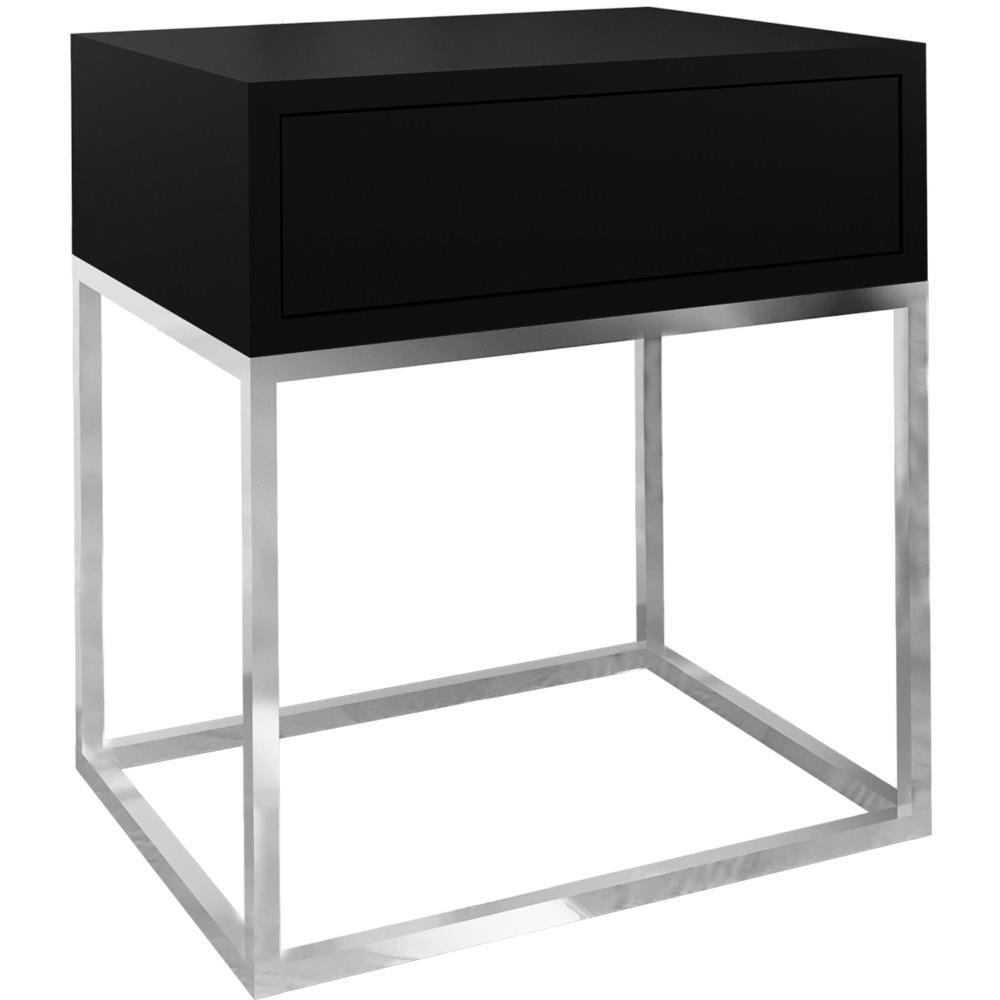 NACHTSCHRANK Kay 45/50/35 schwarz - Chromfarben/Silberfarben, Holzwerkstoff/Metall (45/50/35cm) - Beautysofa