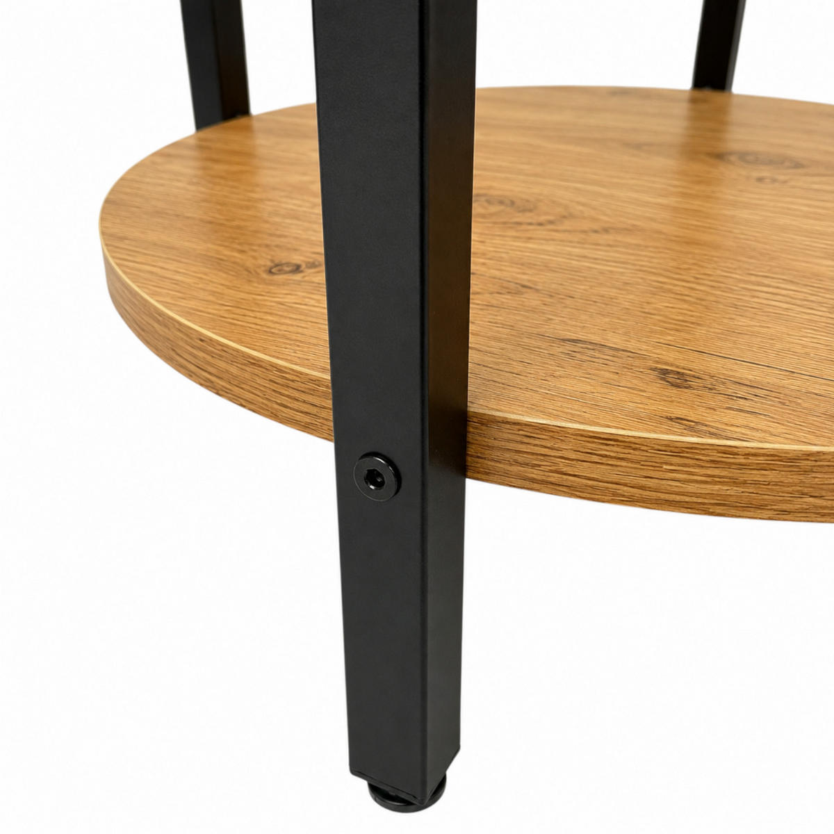 BEISTELLTISCH MDF Metall Eiche Schwarz rund 45 x 45 x 62 cm mit Ablage - Eichefarben/Schwarz, Holzwerkstoff/Metall (45/45/62cm) - Begryf