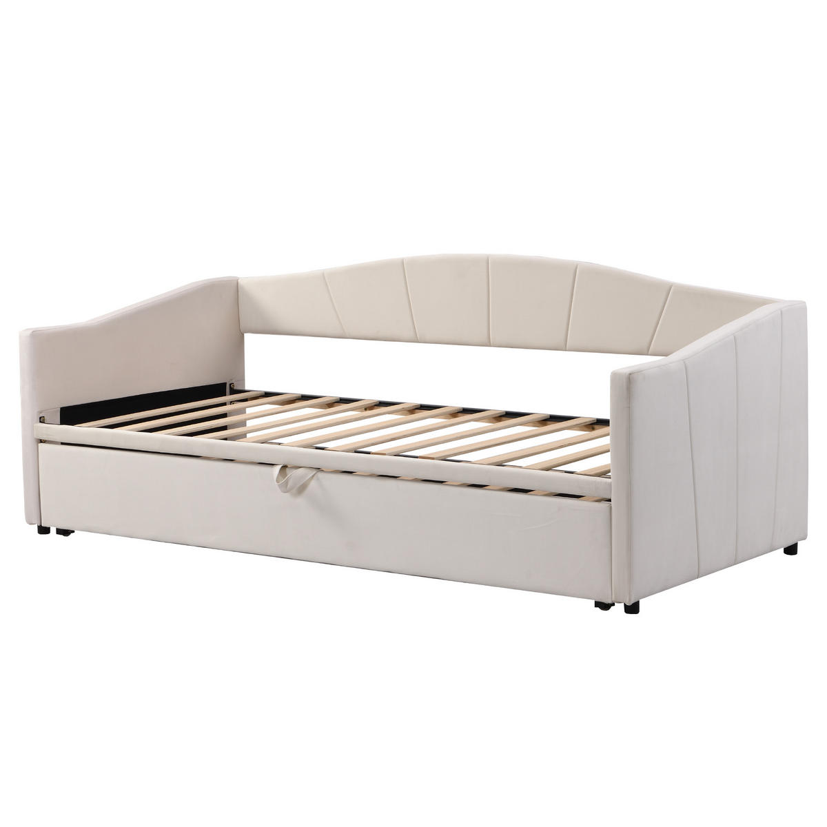 POLSTERBETT Ausziehbares Schlafsofa 90/180 cm Beige mit Lattenrosten - Beige, Textil (90/200cm) - OKWISH