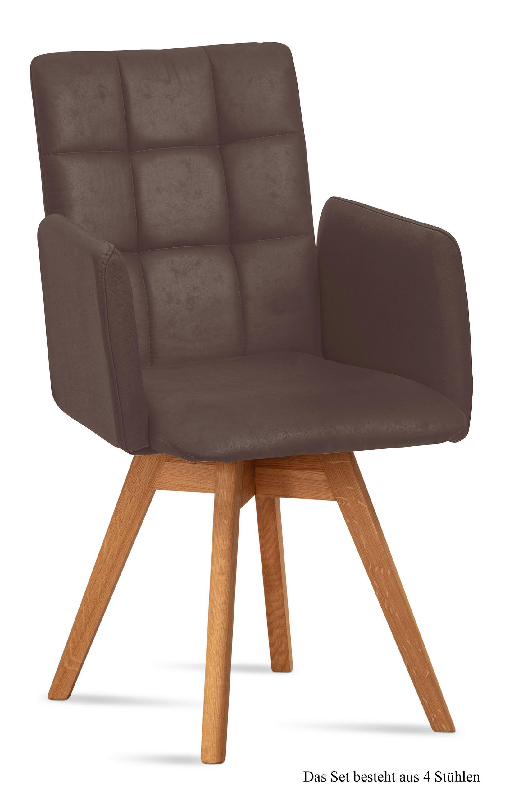 ARMLEHNSTUHL drehbar (4er-Set) Dorie 52x91x60 Eiche geölt/Braun - Eichefarben/Braun, Kunststoff (60/91/52cm) - 58aufmkessel