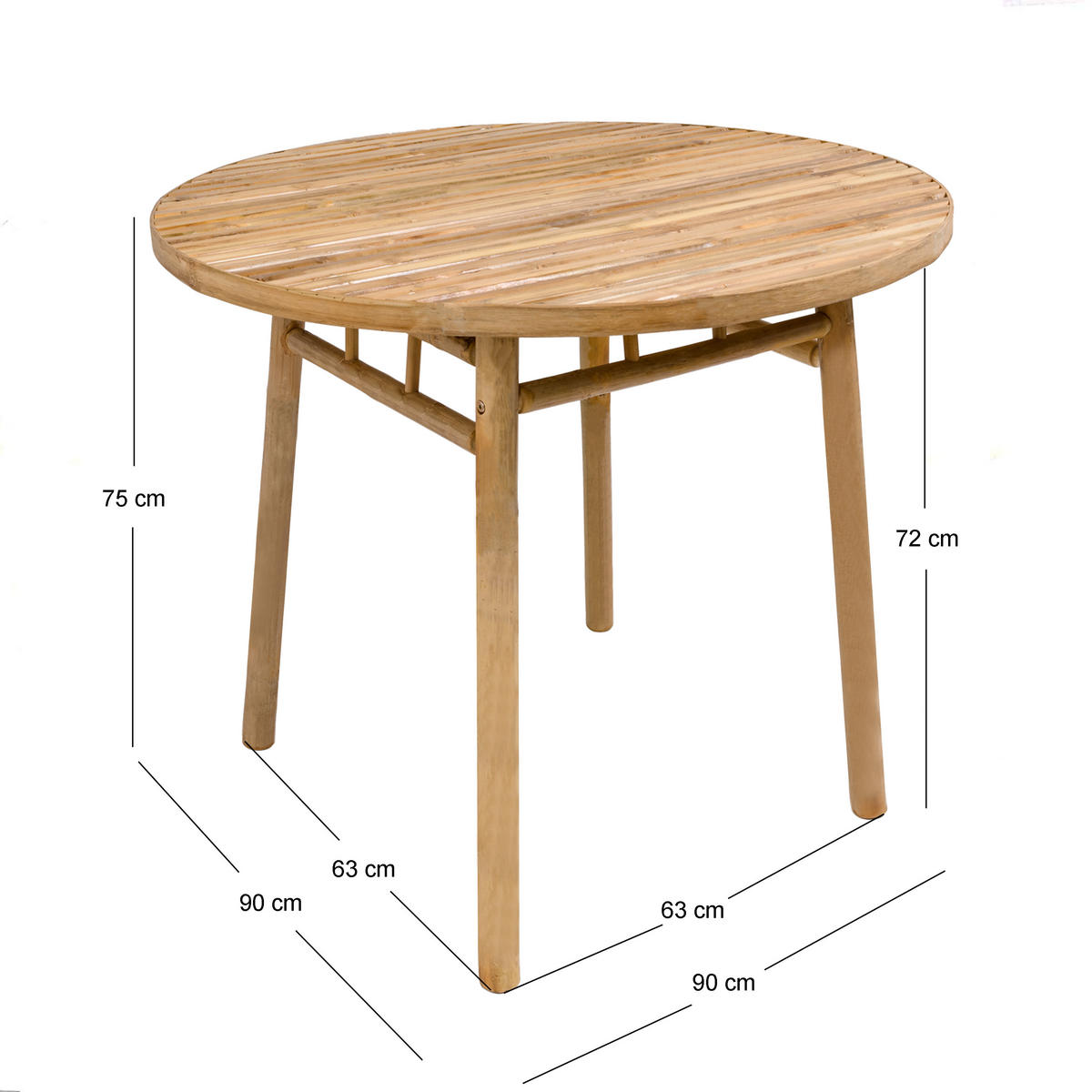 ESSTISCH Runde Braun 90 x 90 x 75.5 (cm) - Braun, Holz (90/90/75.5cm) - Nordlys