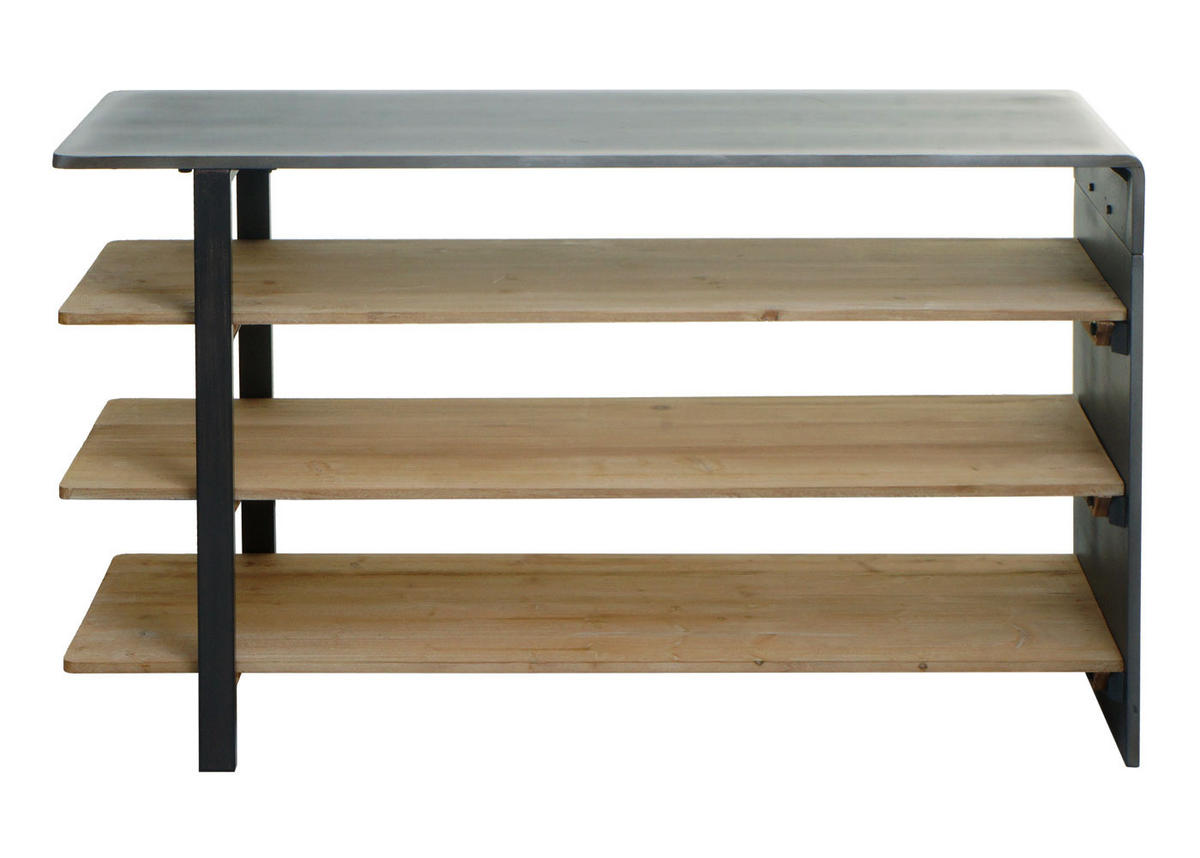 REGAL 72x119x40cm Massiv-Holz Industrial Natur mit Metall-Optik - Naturfarben, Metall (119/72/40cm) - BERLINLODGE