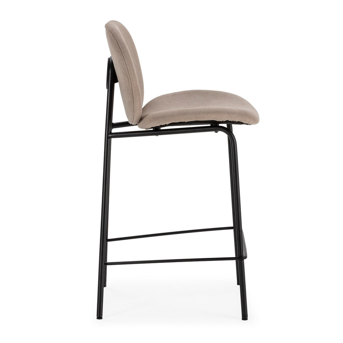 BARHOCKER (Set aus 2) aus Stoff mit schwarzen Metallbeinen - cori 43/54/66 cm - Beige, Textil (54/66/43cm) - Calicosy