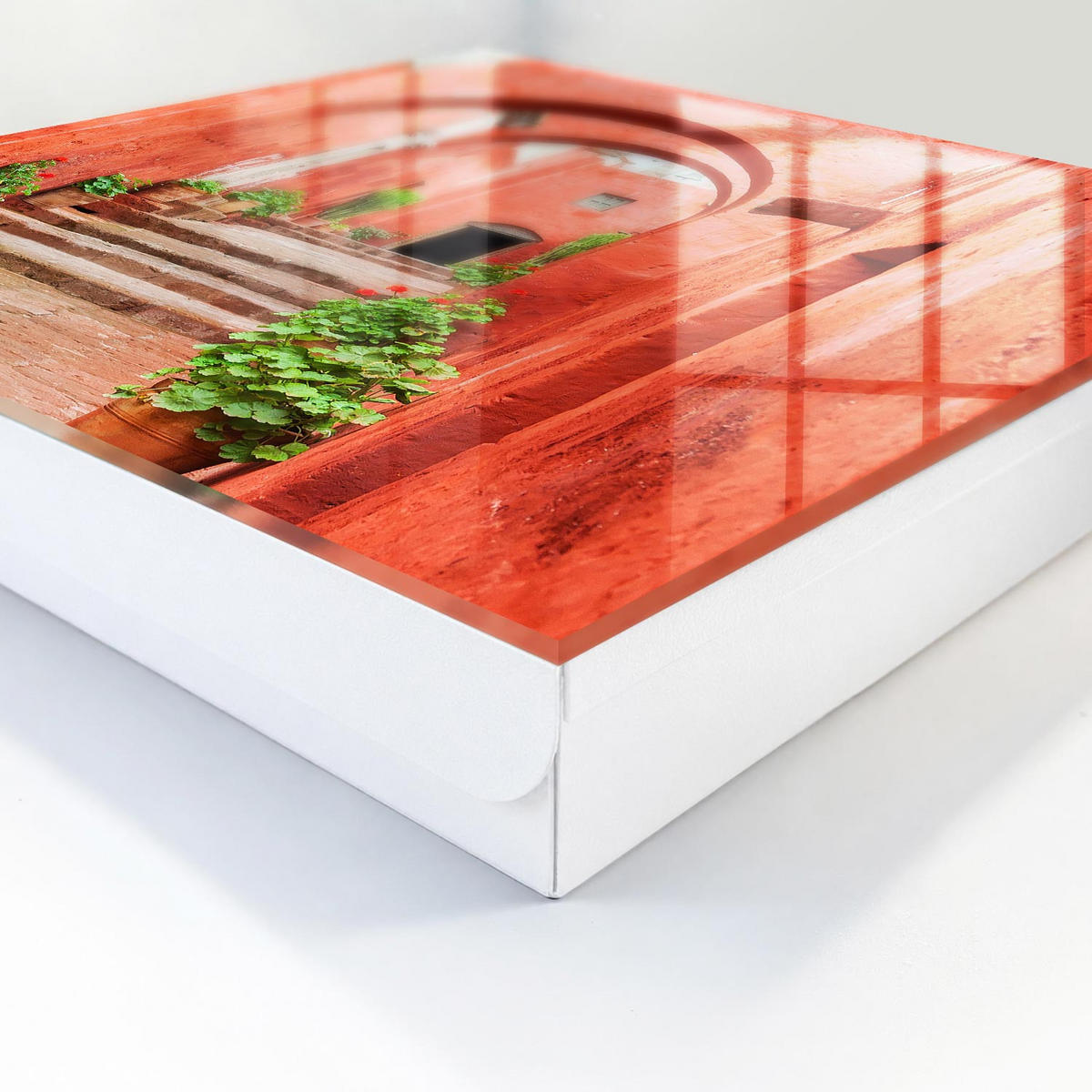 SCHLÜSSELBOX Weiß 30x30 cm – Türöffnung nach rechts - Rote Straße - Rot, Metall (30/30/5cm) - TULUP