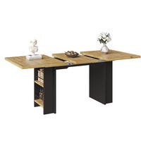 AUSZIEHTISCH aus MDF 120-160x80x75 cm Naturfarben mit Regalen, Stauraum und verstellbarer Tischplatte - Braun, Holzwerkstoff (120/80/75cm) - Modfu