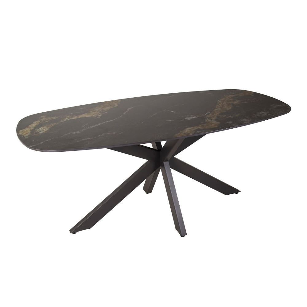 ESSTISCH FOSSILE RAGNO Dänisch-Ovaler Keramiktisch 180cm - Schwarz, Keramik (180/90/76cm) - alesvelt