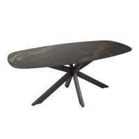 ESSTISCH FOSSILE RAGNO Dänisch-Ovaler Keramiktisch 180cm - Schwarz, Keramik (180/90/76cm) - alesvelt