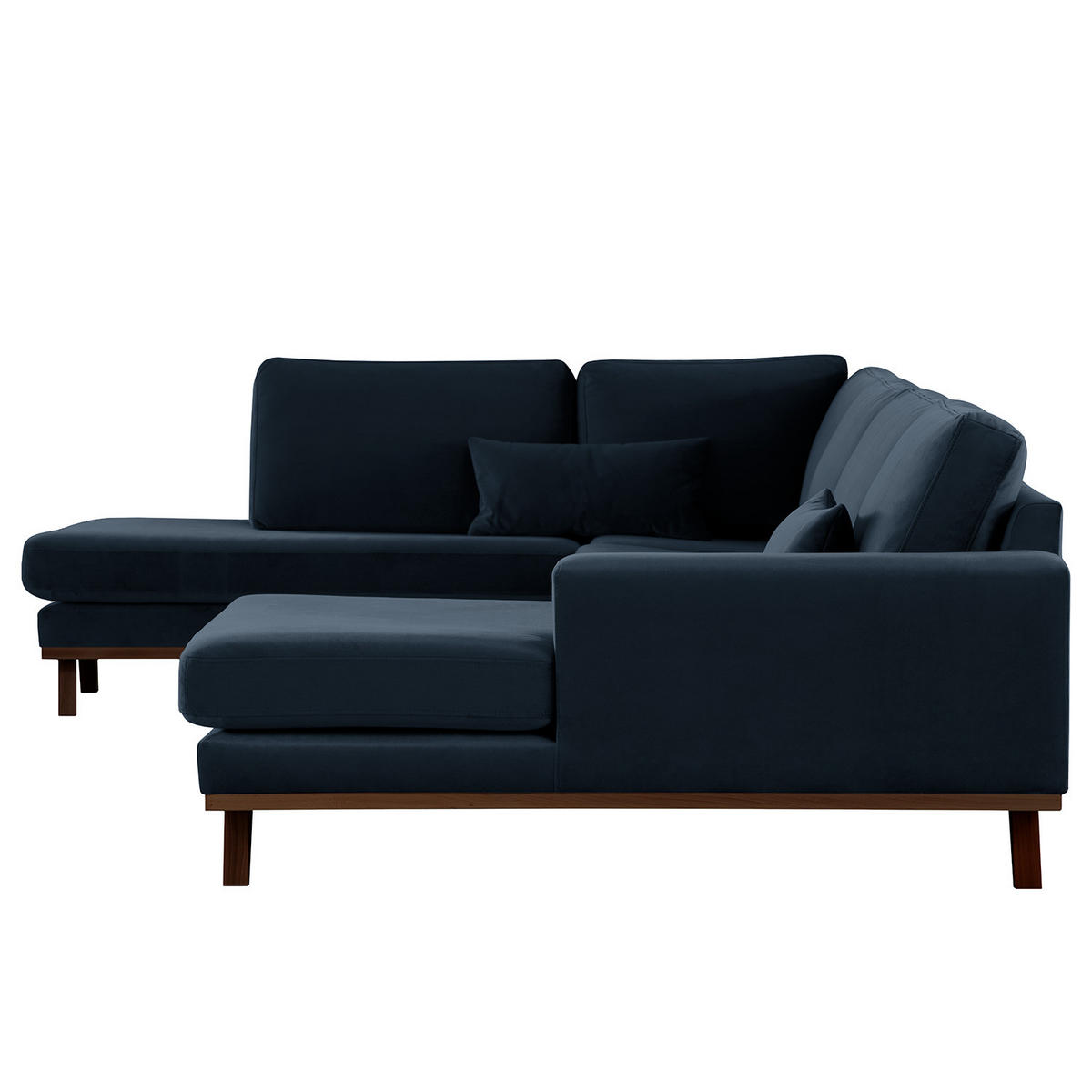 WOHNLANDSCHAFT mit Longchair - Buchefarben/Dunkelblau, Textil (371/81/219cm) - home24