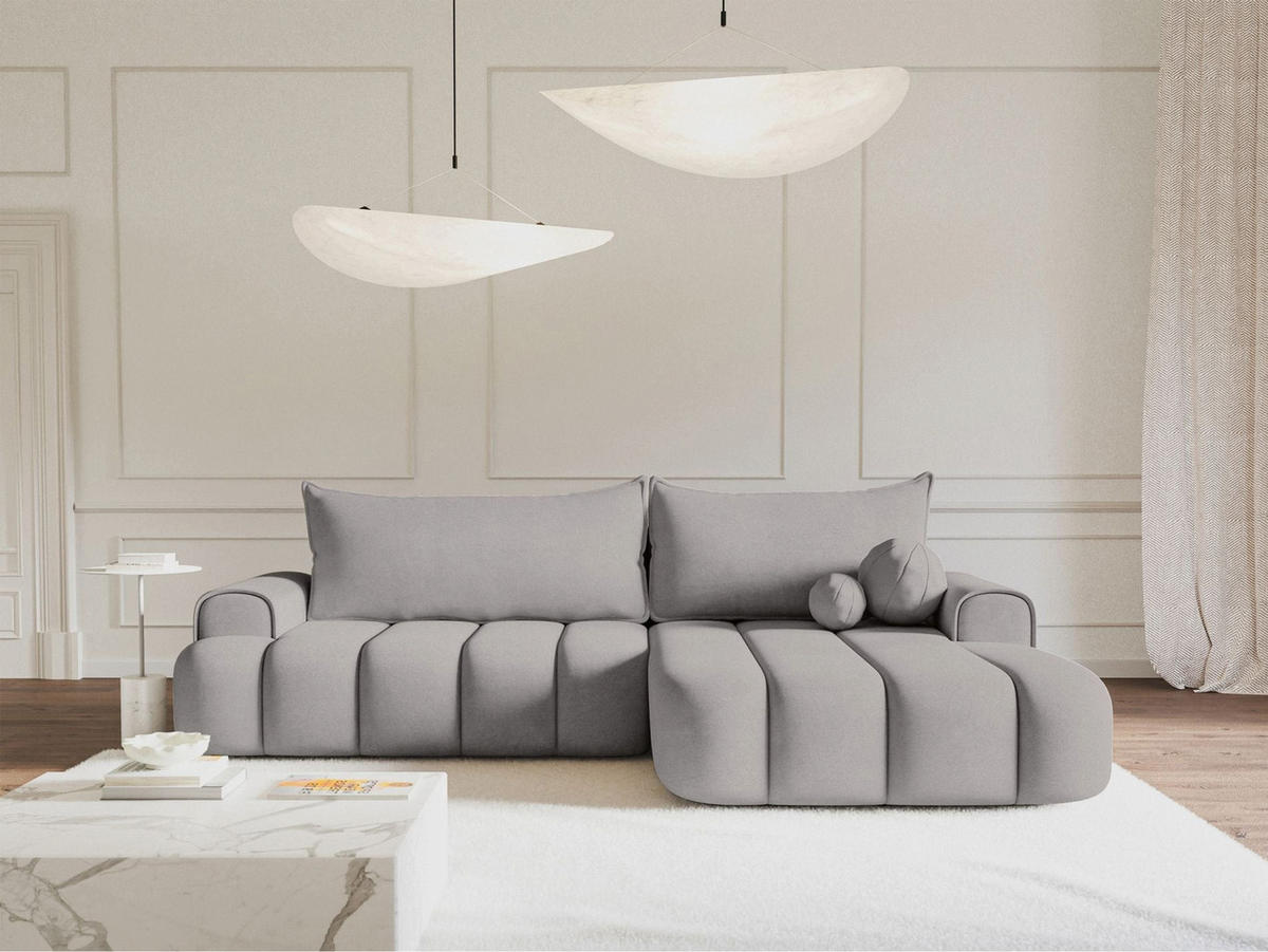 ECKSOFA Dandelino Grau mit Samtbezug, rechts - Schwarz/Grau, Kunststoff/Textil (172/271cm) - Selsey