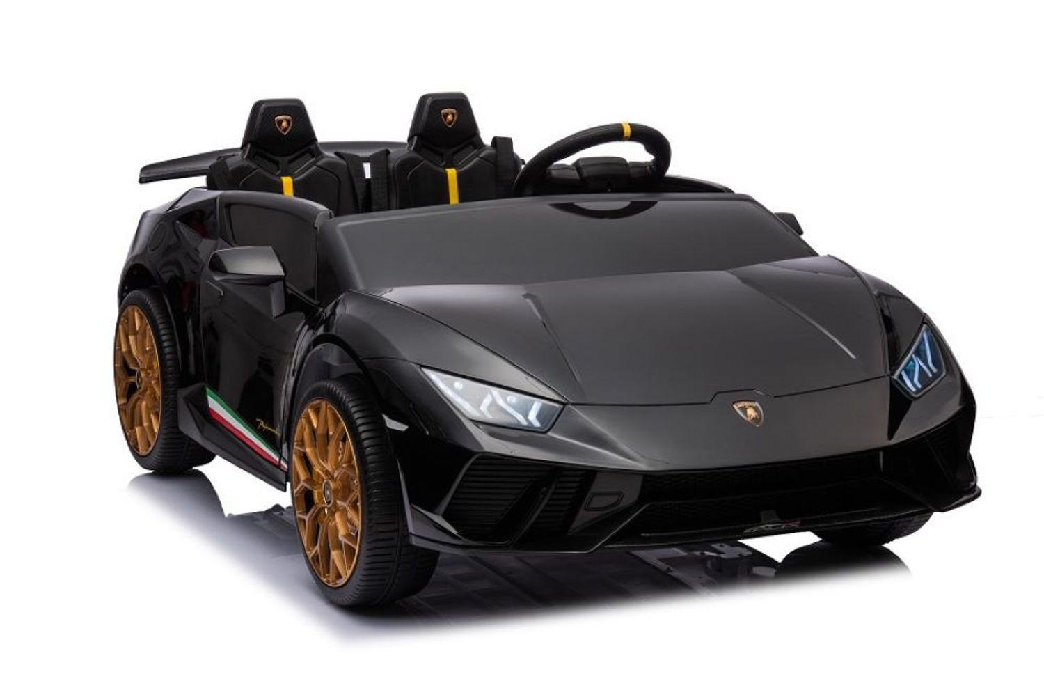 KINDER ELEKTROAUTO Lamborghini Huracan Spider schwarz Allradantrieb, EVA-Reifen, Kunstledersitz, lizenziert, Zweisitzer - Schwarz, Kunststoff (133/88/50cm) - Es-Toys