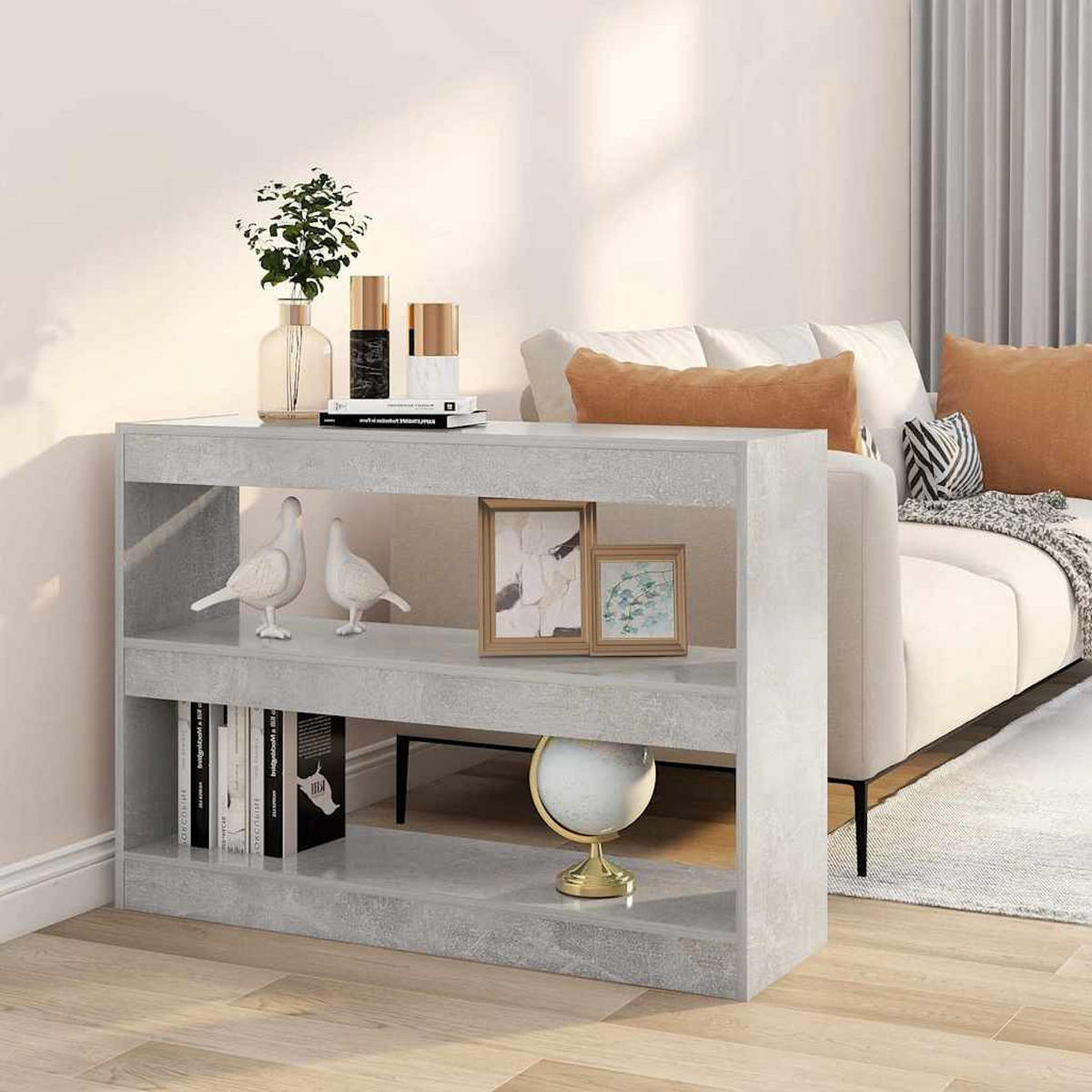 BÜCHERREGAL/RAUMTEILER Betongrau 100/30/72 Cm - Grau, Holzwerkstoff (30/72/100cm) - vidaXL