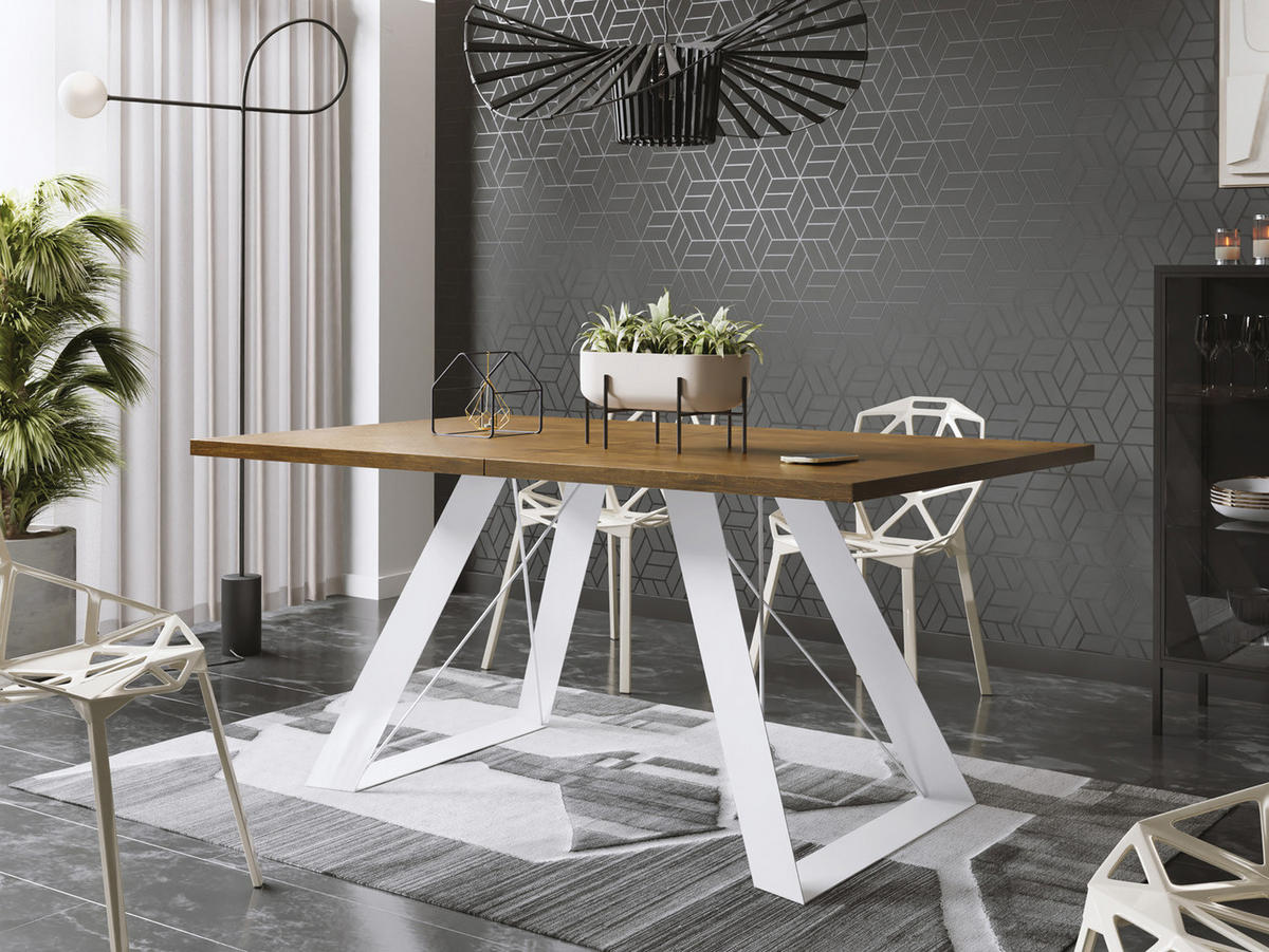 ESSTISCH Colter Weiß rechteckig ausziehbar, Lefkas Eiche 160-260/90/76 cm - Alteiche/Weiß, Holzwerkstoff/Metall (160/90/76cm) - WFL GROUP