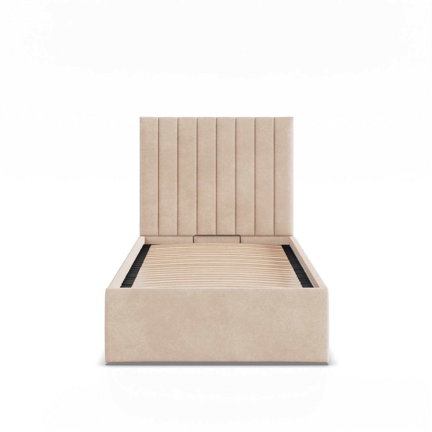 POLSTERBETT MIT KOPFTEIL 90x200 mit Bettkasten POLLA, Beige - Creme, Textil (90/200cm) - Mebligo