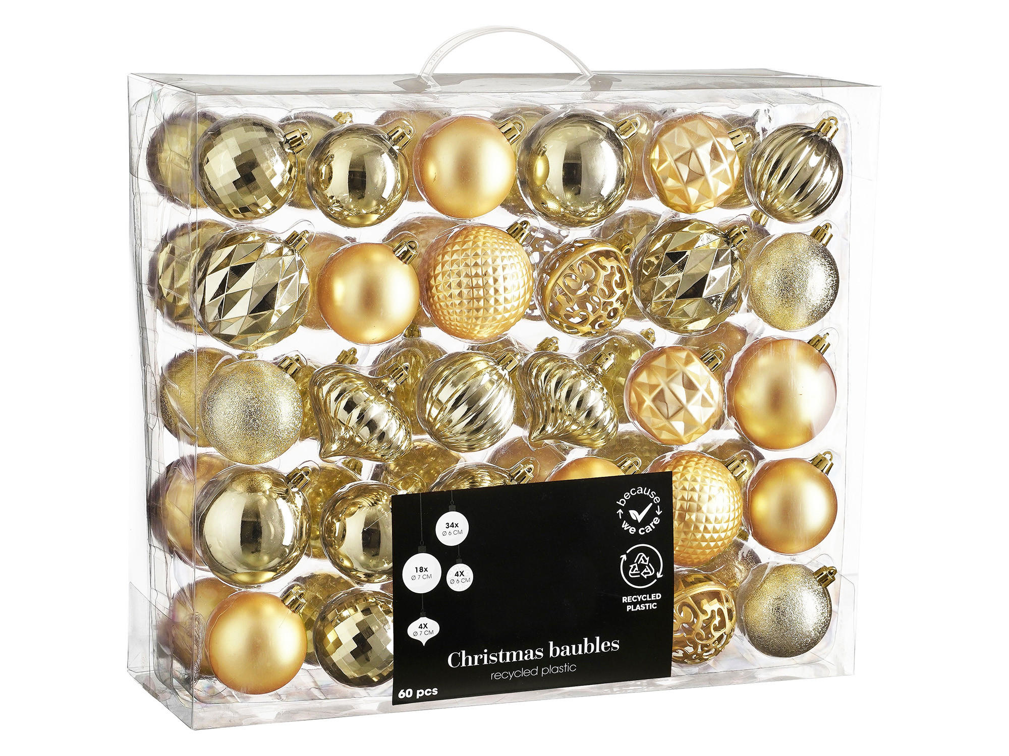 WEIHNACHTSKUGELN 60er-Set Champagner, 7 cm - Goldfarben, Kunststoff (45/45/75cm) - LAALU