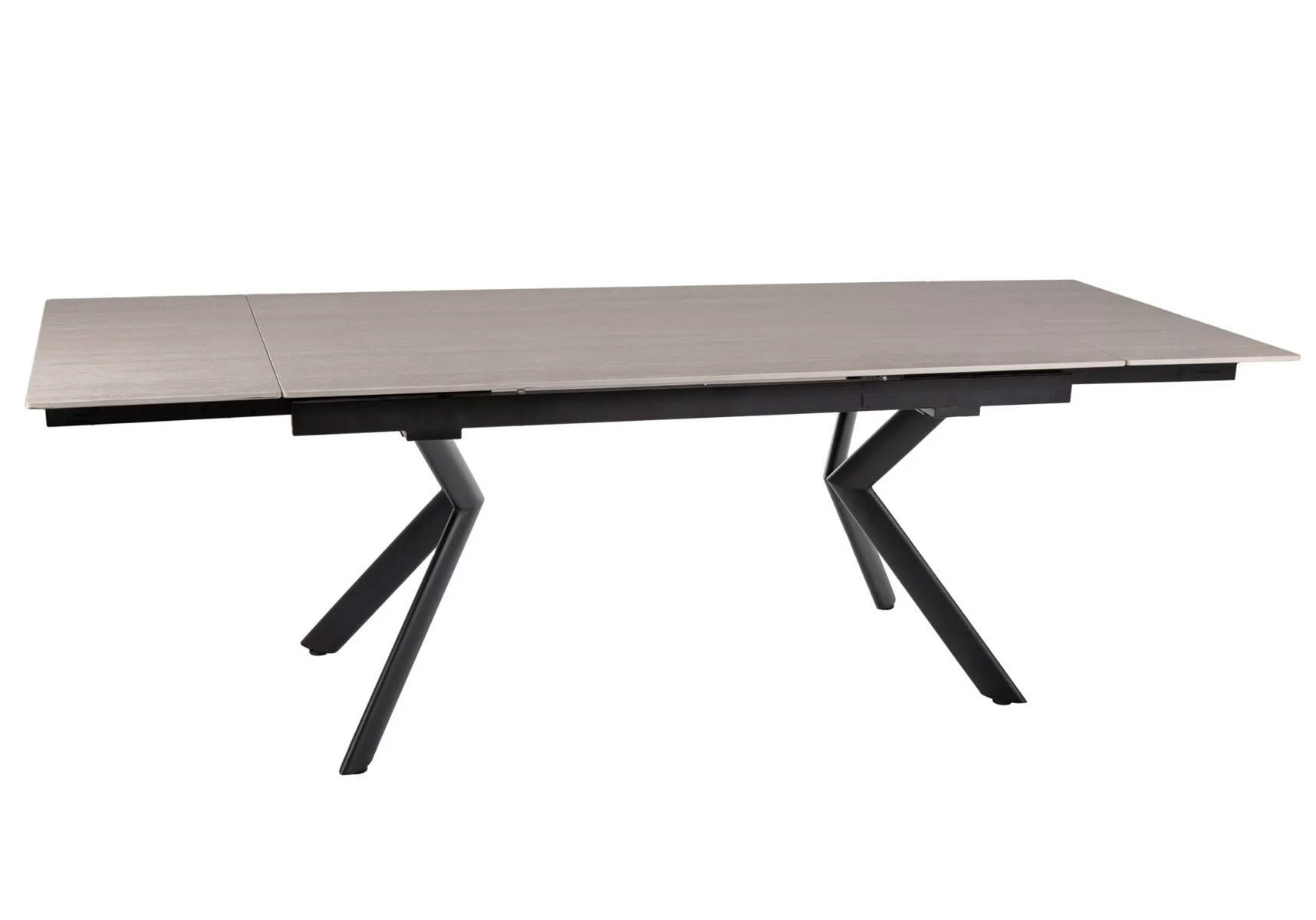 ESSTISCH Orton Travertin Beige / Schwarz Matt 160-240 / 90 / 75cm - Beige/Schwarz, Holz/Keramik (90/240/75cm) - Feldmann-Wohnen