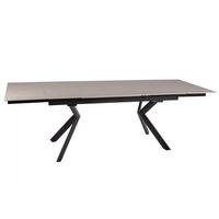 ESSTISCH Orton Travertin Beige / Schwarz Matt 160-240 / 90 / 75cm - Beige/Schwarz, Holz/Keramik (90/240/75cm) - Feldmann-Wohnen